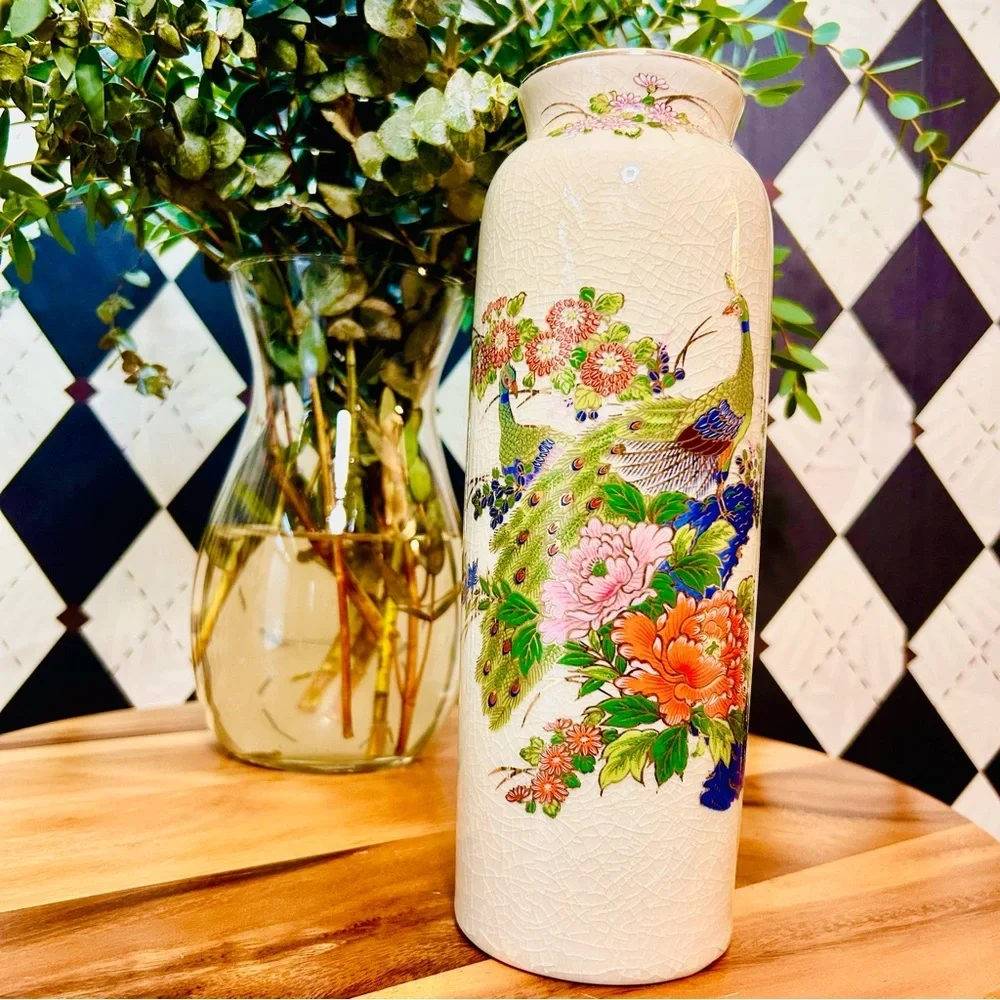 Vintage Japanese Crackle-Glaze‎ Peacock Vase – 12